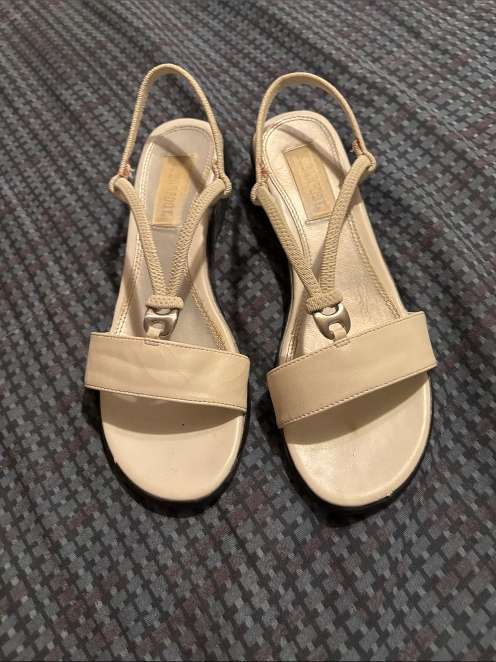 Neutral Beige Slingback Sandals with T-Strap - Comfortable Everyday Style